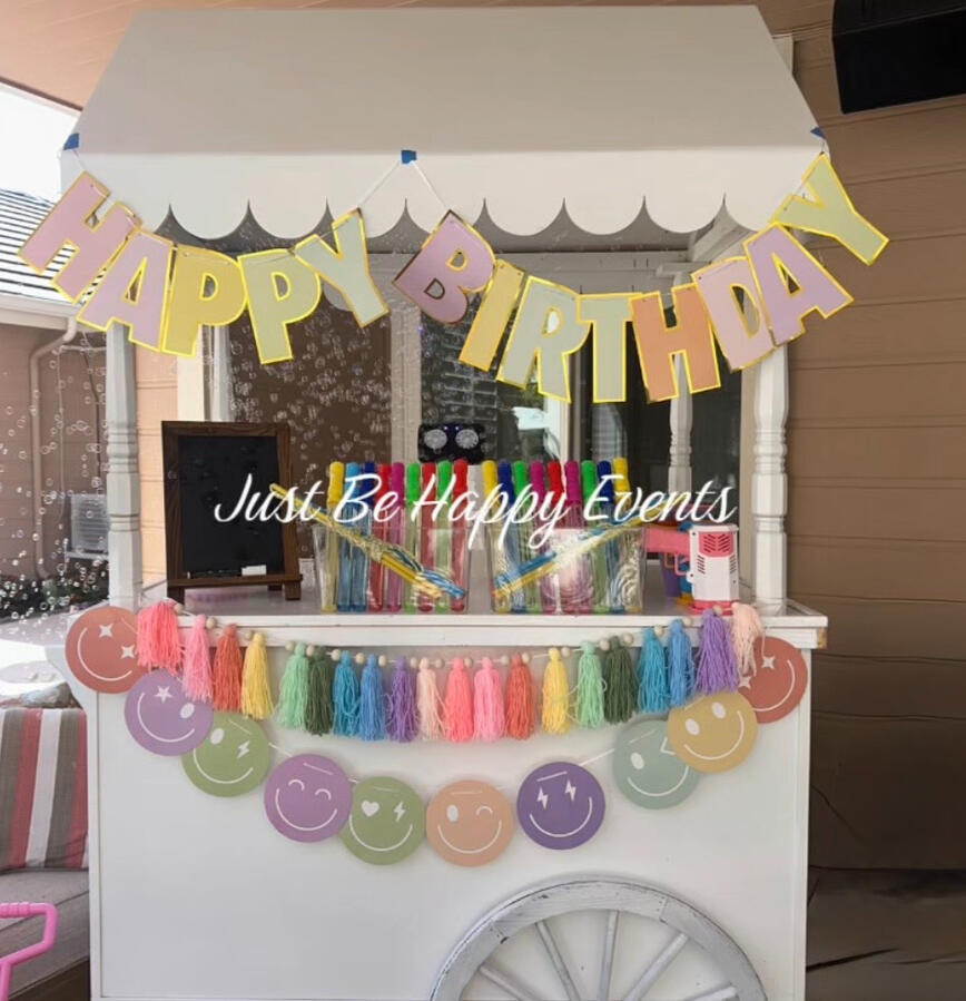 Colorful kids birthday party designed and planned by Just Be Happy Events in California