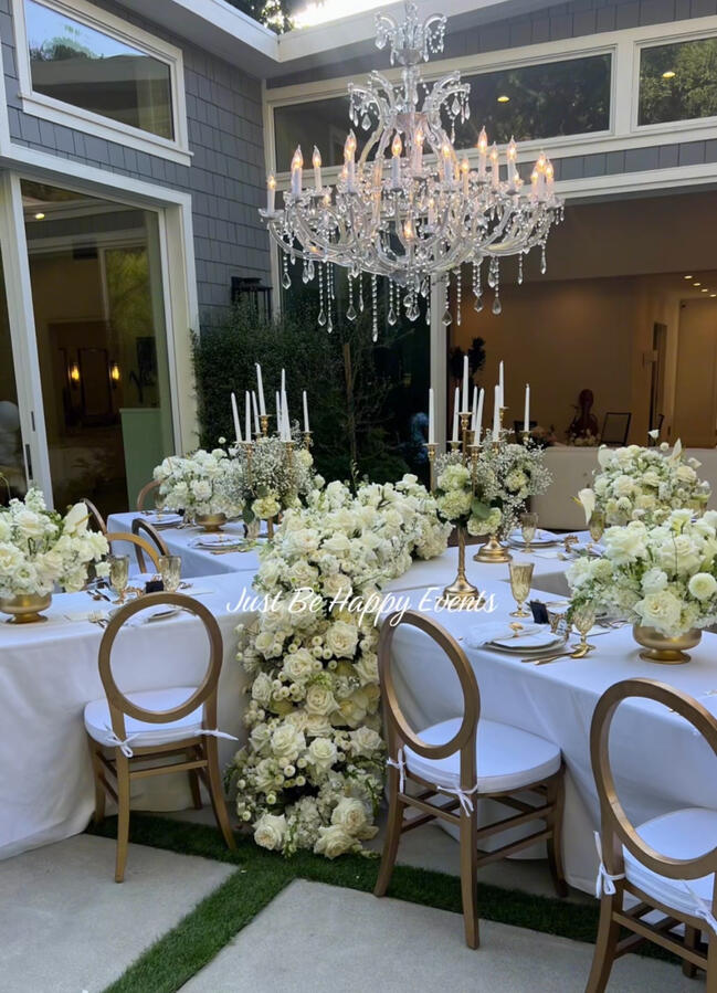 Elegant private dinner party setup designed by Just Be Happy Events